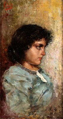 VINCENZO IROLLI
(Napoli 1860 - 1949)
, Profilo di giovane donna. VINCENZO IROLLI (Napoli 1860 - 