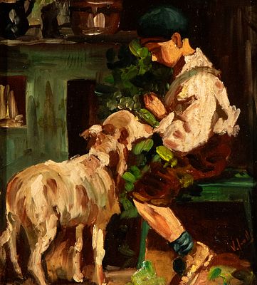 VINCENZO IROLLI
(Napoli 1860 - 1949)
, Veduta di interno con bambino. VINCENZO IROLLI (Napoli 