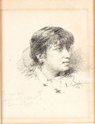 VINCENZO CAPRILE
(Napoli 1856 - 1936)
, Ritratto di giovane donna. VINCENZO CAPRILE (Napoli 1856 