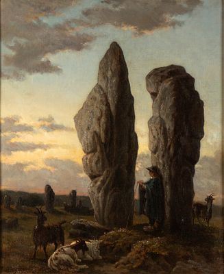 ARMAND QUEYROY
(1830 - 1893)
, Paesaggio. ARMAND QUEYROY (1830 - 1893) Landscape Oil on canvas 