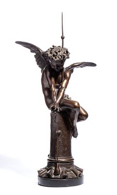 GIULIO MONTEVERDE
(Bistagno 1837 - Roma 1917)
, Il genio di Franklin 1873. GIULIO MONTEVERDE 