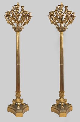 LUIGI MANFREDINI Attributed to - Height x width x depth: 180 x 40 x 40 cm. Gilded bronze, tripod 