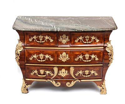 PIERRE MOULIN - Height x width x depth: 73,5 x 56 x 40 cm. Bomb&eacute; commode in Louis XV style with a 