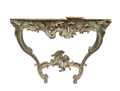 Lacquered wall console, Venice, first half of the 18th century. Height x width x depth: 81 x 