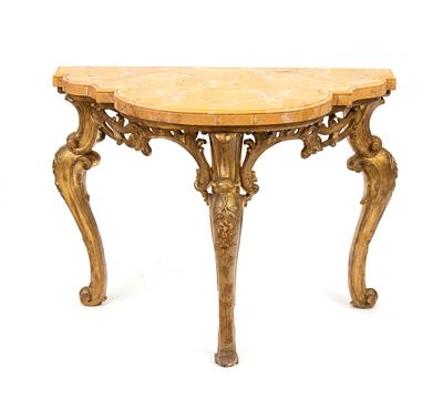 Italian console table with marble top, Louis XVI, Rome, 18th century. Height x width x depth: 86 