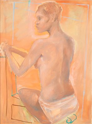 UGO ATTARDI &copy; (Genova, 1923 - Roma, 2006) - Tempera on paper applied on canvas 94 x 70 cm Signed 