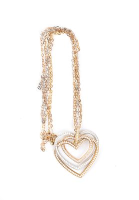 MASSONI - 18k yellow and white gold, the necklace composed of two forzatina link chains, suspends 