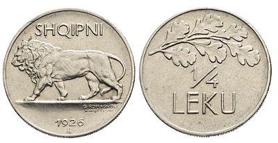 ALBANIA. 1/4 lek 1926. Ni; 4gr; KM 3; Q.FDC