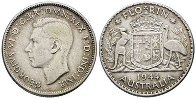 AUSTRALIA. Giorgio VI (1936-1952). 1 fiorino 1944. KM 40; Ag; 11,31gr. BB