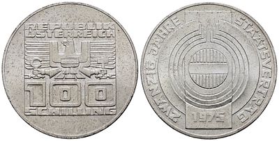 AUSTRIA. 100 scellini 1975. KM 2924; Ag; 24gr. SPL