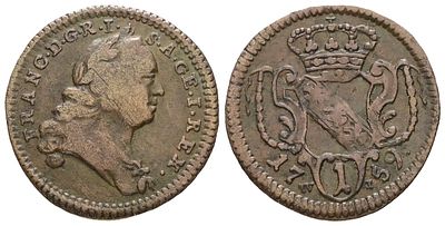 AUSTRIA. VIENNA. Francesco I (1745-1765). 1 pfennig 1759. Cu; 2.31gr; KM 2001; BB