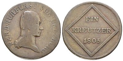 SALISBURGO. Ferdinando III di Lorena (1803-1806). 1 kreuzer 1805. Cu; KM 491; 5,7gr; MB