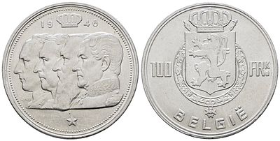 BELGIO. Baldovino (1948-1993). 100 franchi 1948. KM 139; Ag; 18gr. qFDC