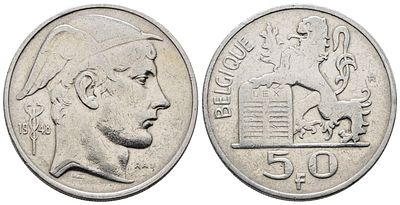 BELGIO. Baldovino (1948-1993). 50 franchi 1948. KM 137; Ag; 12,5gr. BB