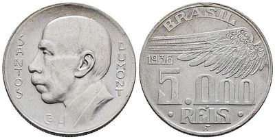 BRASILE. 5000 reis 1936. KM 543; Ag; 10gr. BB