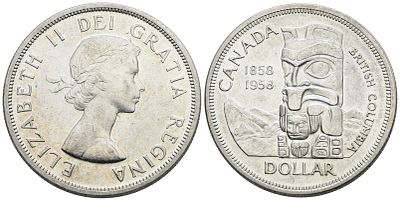 CANADA. Elisabetta II (1952-2022). Dollaro 1958. Ag; 23,32gr; KM 55; FDC
