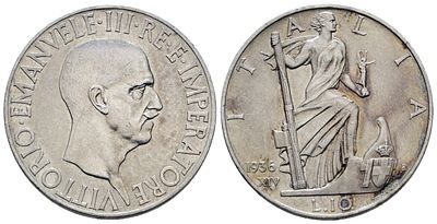 REGNO D'ITALIA. Vittorio Emanuele III (1900-1943). 10 lire 1936 "Impero". Ag; 10gr; 