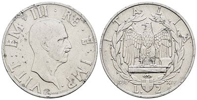 REGNO D'ITALIA. Vittorio Emanuele III (1900-1943). 2 lire 1936 "Impero". Ni; Gig. 