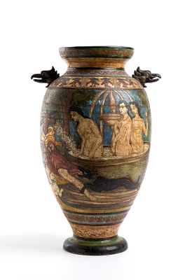 Vase with a mythological scene of Diana and Actaeon 1940s\1950s Slipware 43 x 27 cm Signed 