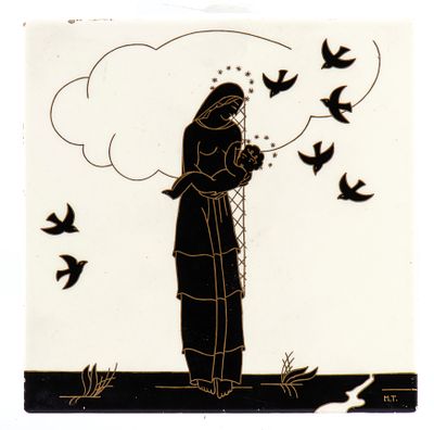 MANIFATTURA LAVENO, Tile depicting the Nativity Ceramic 15,2 x 15,2 cm Signed lower right: 