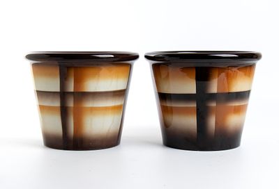 MANIFATTURA CERAMICA GALVANI, Lot of two cachepots decorated with airbrush Ceramic 19,3 x 24 cm 