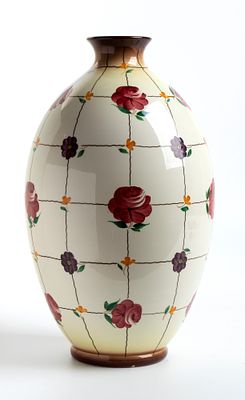 MANIFATTURA CERAMICA GALVANI, Vase decorated with roses attributed to Angelo Simonetto Ceramic 