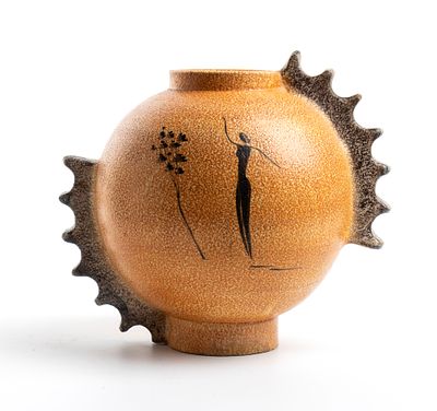 GIOVANNI ACQUAVIVA (Marciana Marina 1900 - Milano 1971), Globular vase 1930/1940 Ceramic 20 x 