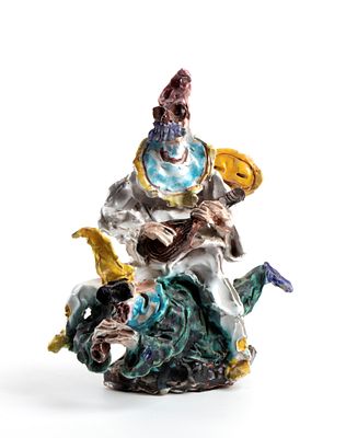 CERAMICHE SAN GIORGIO, ALBISSOLA, Pulcinella Ceramic 31 x 26 x 15 cm Signed inside: San Giorgio 