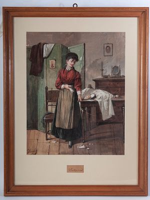 "Temptation", early 20th century. Watercolor on paper, 49 x 39 cm in frame. Condition: 