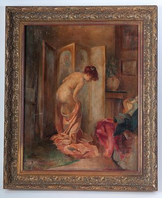 Nude woman, early 20th century. oil painting on canvas 50 x 40 cm framed, signed State of 
