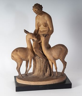 GUIDO CACCIAPUOTI (Napoli , 1892 - Milano, 1953) - 36.6 x 24 x 23 cm Stoneware sculpture in the 