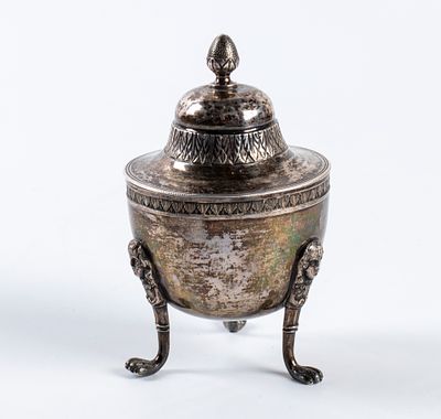 Italian solid silver sugar bowl, Naples, 1808–1823. Height x diameter: 15 x 8.5 cm. Weight: 267 