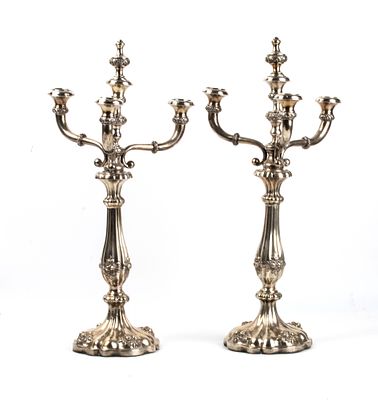 A pair of Austrian solid silver candelabra, Wien, 1833. Height x width x depth: 52 x 24 x 24 cm. 