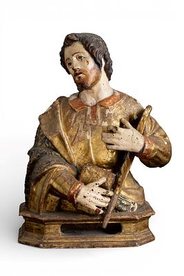 Reliquary bust, Southern Italy, first half of the 17th century. Height x width x depth: 45 x 33 