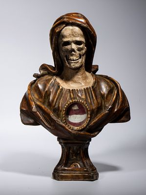 Reliquary bust of Saint Melania, Italy, 17th-18th centuries. Height x width x depth: 40 x 28 x 