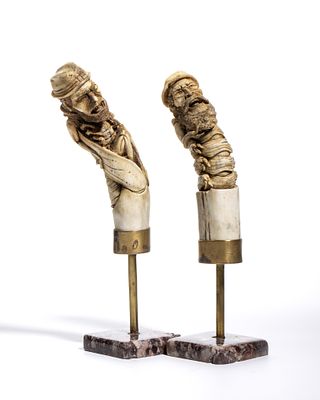 Pair of grotesque figures, Central Europe, 19th-20th centuries. Total weight: 630 g made of deer 