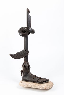 Wrought iron sculpture, 20th century. Height x width x depth: approx. 80 x 36 x 23 cm forged 