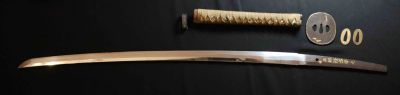 Клинок Катана с инкрустированной золотом подписью (киндзоган-мэй) &laquo;Мурамаса村正&raquo;. Материал: 