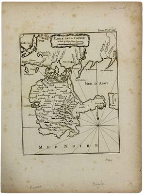 Карта Крыма. Франция: б.и, 1784. - 1 л. карт.; 34 х 25 см. 
Гравюра на меди.