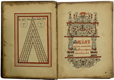 Азбука певческая, на крюковых нотах. Поморье, сер. XIX века, 21 х 15,5 см. 
В составном 