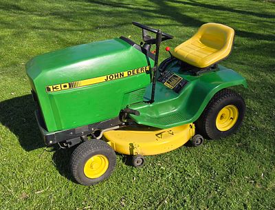 John Deere 130 lawn mower with 28-inch deck, 5 speed, Kawasaki motor. Runs and mows!