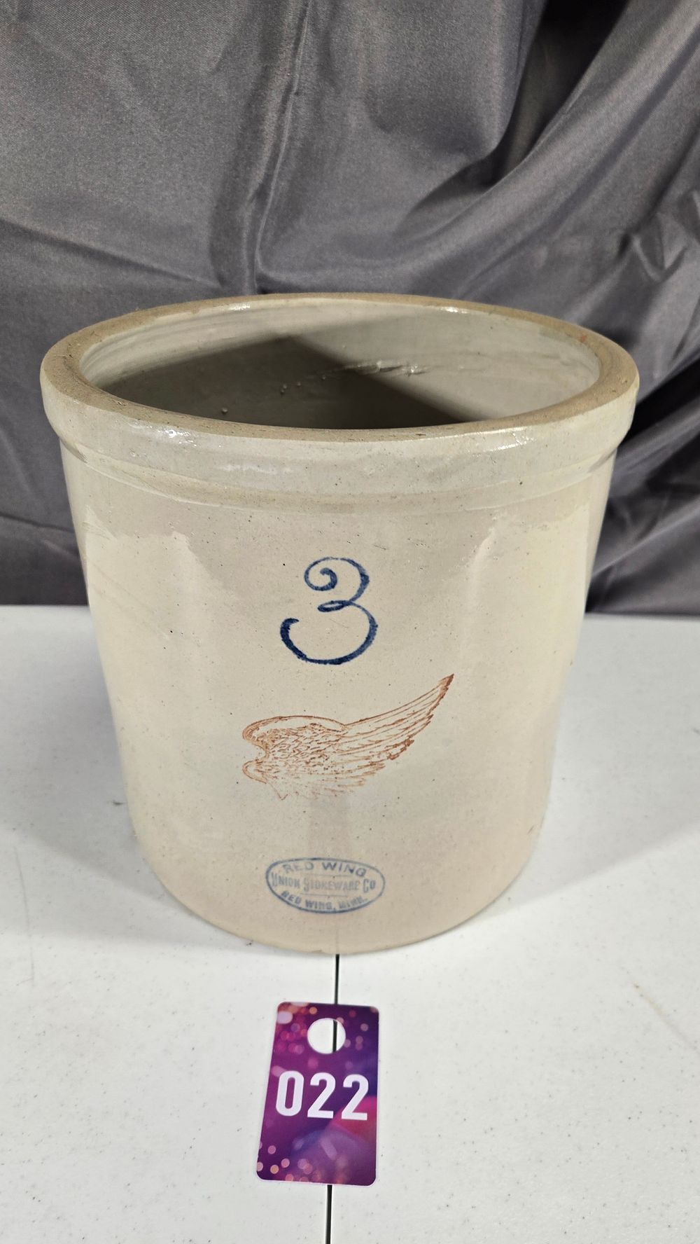 Lot 22: Red Wing 3-Gallon Crock (Great Condition)