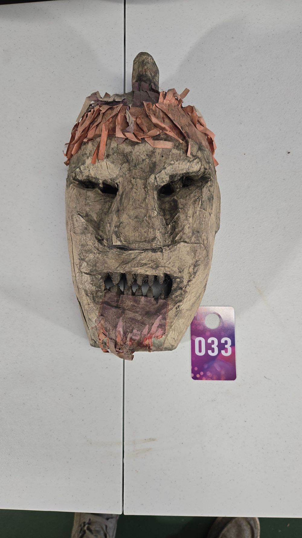 Lot 33: Hand Carved and painted wall hanging mask