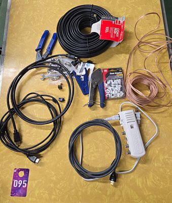 Coax, HDMI cables, cutters, staples and more