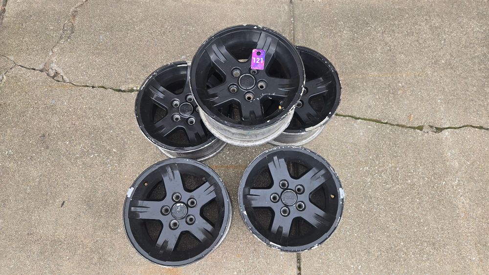 Lot 121: (5) Black Jeep Wheels