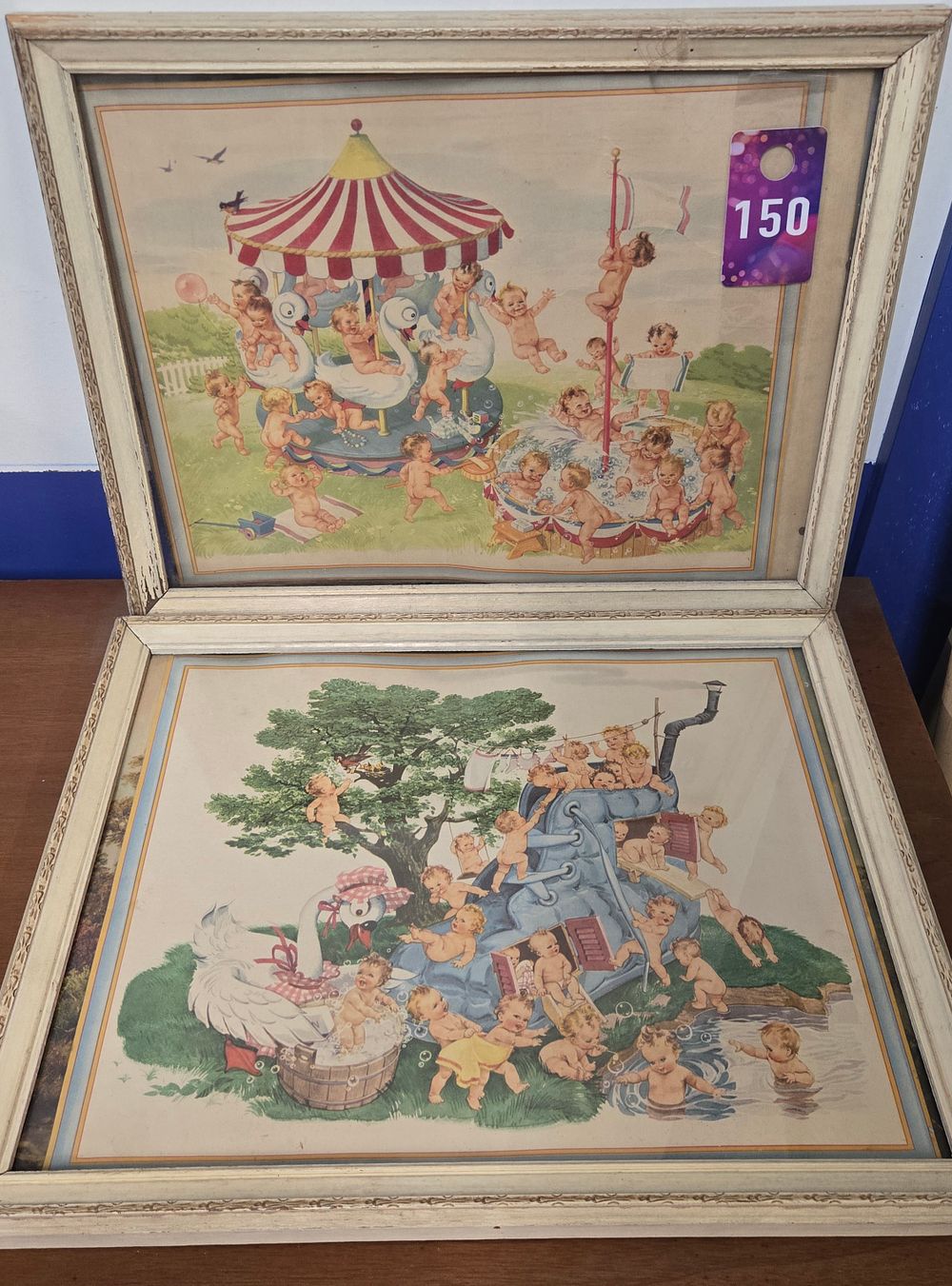 Lot 150: (2) Framed 1940's Swan Soap (Swanny Babies)