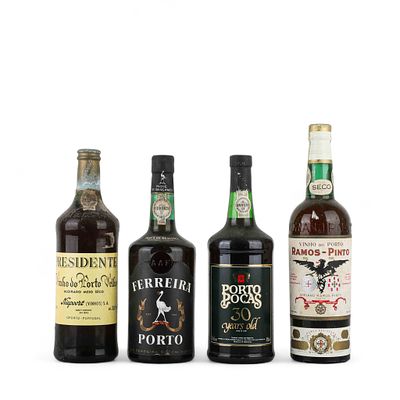 VINHO DO PORTO. Conjunto de quatro garrafas de vinho do Porto, Presidente Vinho do Porto Velho 