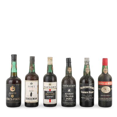 VINHO DO PORTO. Conjunto de seis garrafas de vinho do Porto, Cintra Grand Corona, Krohn 