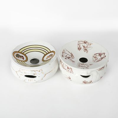 PAR DE ESCARRADEIRAS. Conjunto de duas escarradeiras em porcelana da Vista Alegre e K&G 