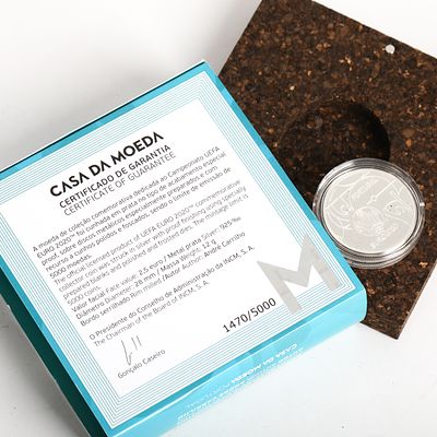 MOEDA 2,5€ EURO 2020. Moeda em prata proof, comemorativa do Euro 2020 criador Andr&eacute; Carrilho 